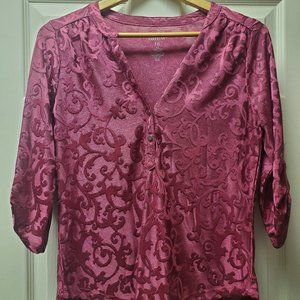 Women's Maroon Croft & Barrow Blouse Size P-XS